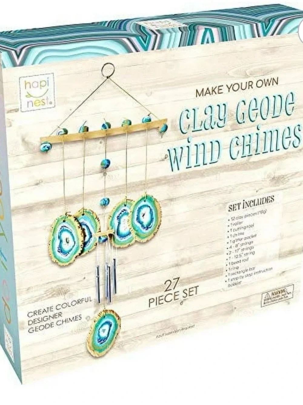 Hapi Nest DIY Clay Geode Wind Chimes craft Kit New set kids adult hands activity